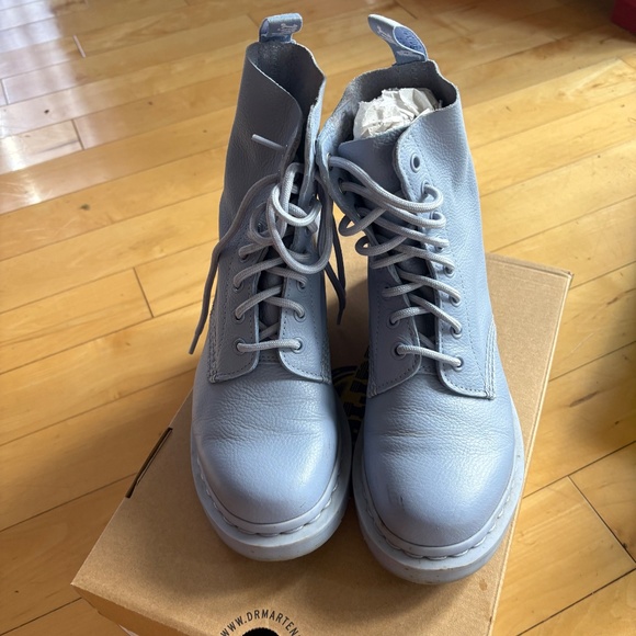 Dr. Martens Light Blue Leather Lace-Up Boots - Picture 5 of 12